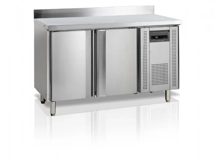 Promotion Saisonnière Timbre desserte réfrigérée 2 portes avec dosseret 240 litres premium inox 304