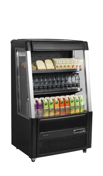 Authentique Vitrine self service réfrigérée noir façade ouverte basse - 289 litres