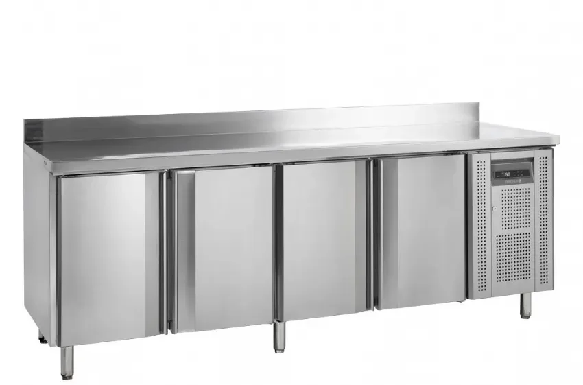 Timbre desserte réfrigérée inox avec dosseret 4 portes profondeur 600 - 480 litres Offre Du Jour
