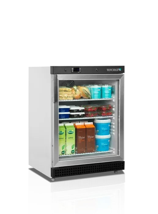 Réfrigérateur vitré 130 litres extérieur blanc porte aluminium Prix Bas