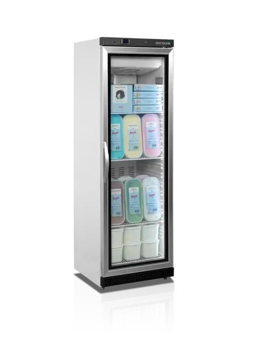Vente Flash Congélateurs de vitrine 400 litres armoire blanche porte acier avec porte vitrée verticaux