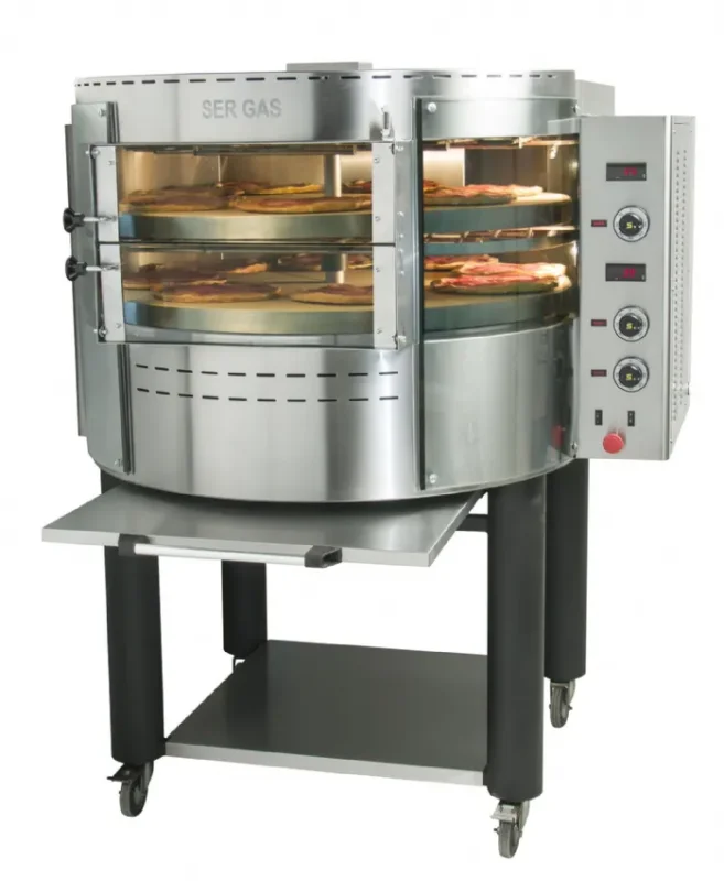 Expédition Rapide Four à pizza rotatif professionnel électrique 2 étages avec piètement inox 7 pizzas de ø 30 cm