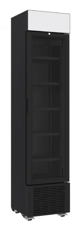 Armoire réfrigérateur pour boissons fraiche slim noir une porte vitrée avec panneau lumineux Populaire