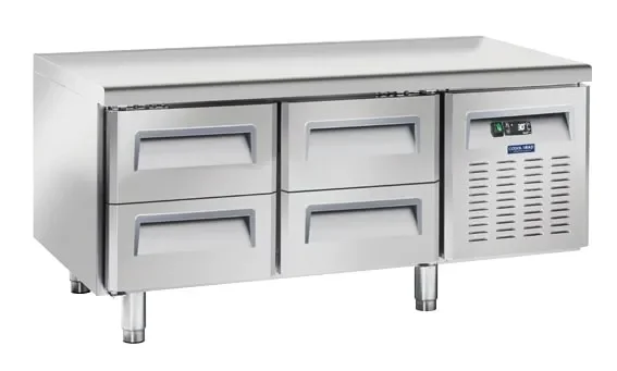Retour Gratuit Soubassement réfrigéré positif professionnel 4 tiroirs inox 181 litres gaz r290