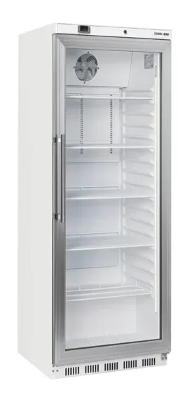 Armoire réfrigérée positive professionnelle blanche 1 porte vitrée 400 litres gaz r600a Promotion Saisonnière