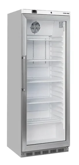 Armoire réfrigérée positive professionnelle grise 1 porte vitrée 400 litres gaz r600a Populaire
