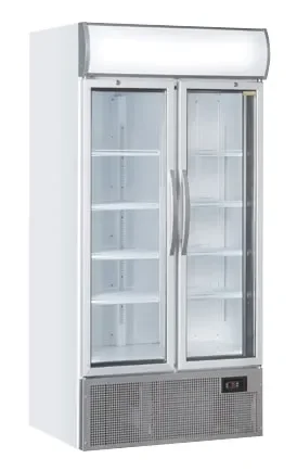 Populaire Armoire positive professionnelle blanche pour boissons 2 portes battantes vitrées 882 litres