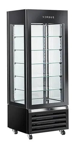 Top Vente Vitrine réfrigérée panoramique professionnelle positive noire versus 4 faces vitrées 440 litres
