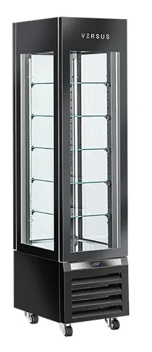 Vitrine réfrigérée panoramique professionnelle négative noire versus 4 faces vitrées 260 litres Jusqu’à Épuisement Des Stocks