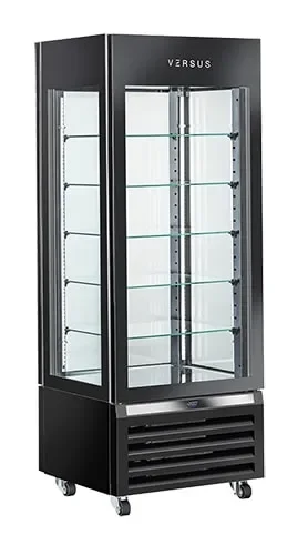 Jusqu’à Épuisement Des Stocks Vitrine panoramique professionnelle refroidissement ventilée négative noire versus 4 faces vitrées 440 l