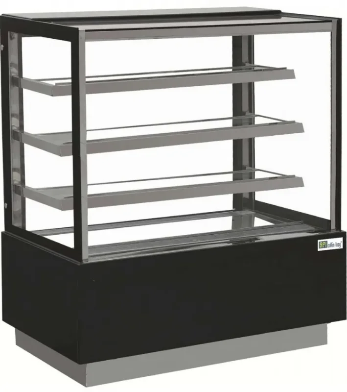 Must-Have Vitrine pâtisseries noire vitrage droit 3 étagères température +2/+8°c