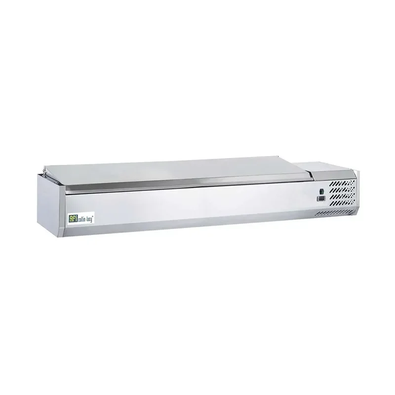 Super Prix Vitrine réfrigérée à poser couvercle inox avec 4 bacs gn 1/3 + 1 bac gn 1/2