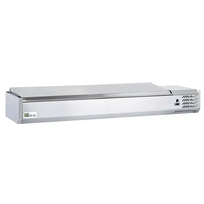 Vitrine réfrigérée à poser couvercle inox avec 7 bacs gn 1/3 et 1 bac gn 1/2 Affaire À Saisir