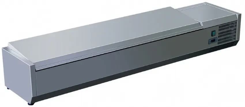 Pas Cher Vitrine réfrigérée à poser couvercle inox avec 9 bacs gn 1/3 - 2000x395x280mm