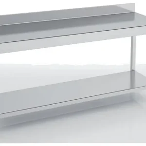 Achat Immédiat Table adossée en inox 1900x700x850 avec étagère