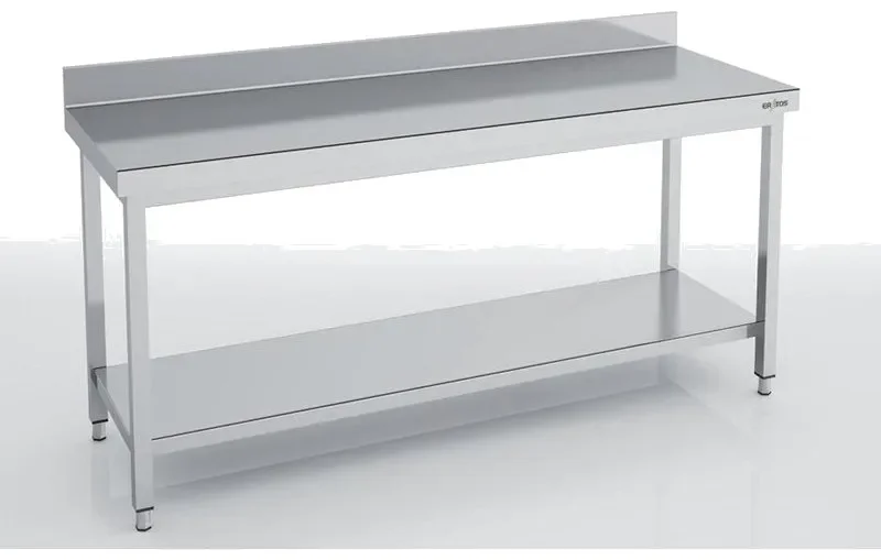Achat Immédiat Table adossée en inox 1900x700x850 avec étagère