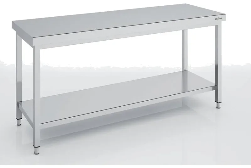 Table centrale en inox 1600x700x850 avec étagère Populaire