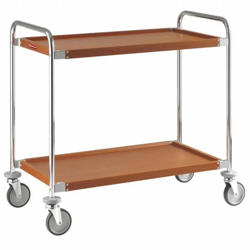 Vente Flash Chariot de service chromé-noyer avec 2 niveaux