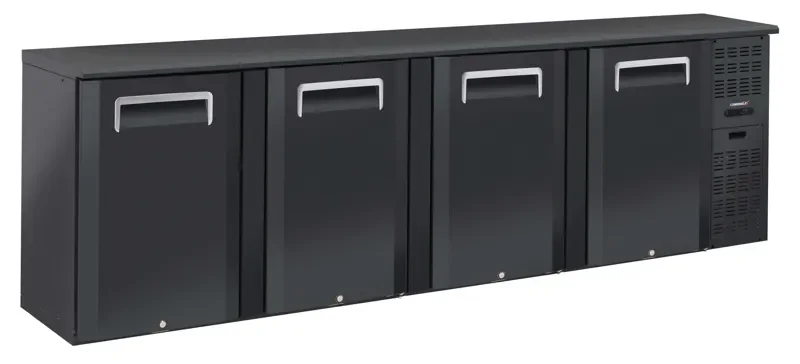 Vente Flash Arrière bar réfrigéré noir 4 portes pleines température +2/+8°c volume 531 l