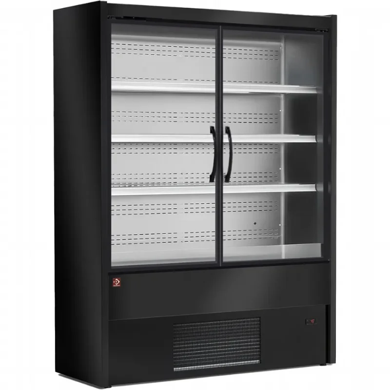 Vitrine murale réfrigérée noire avec 2 portes battantes - 1500x570x2000 mm Prix Cassé
