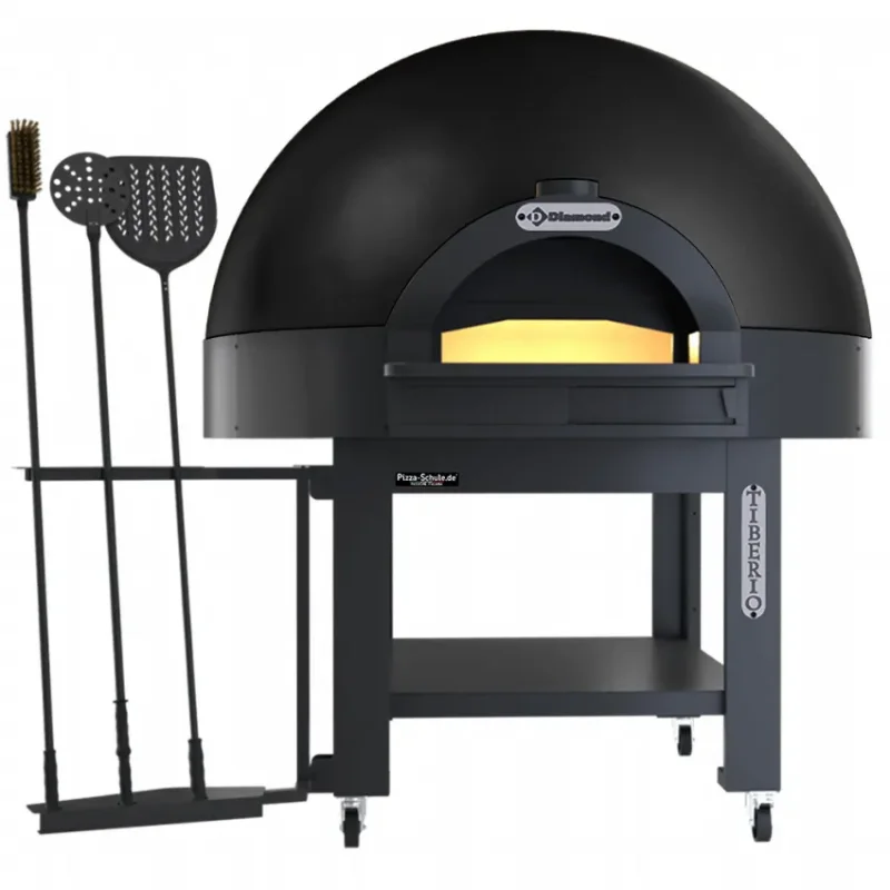 Four professionnel noir6 pizzas diamètre 33 cm avec support sur roues Prix Cassé