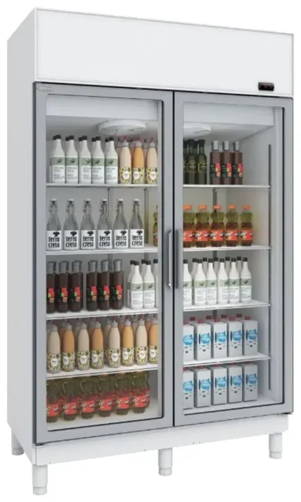 Soldes Armoire d'exposition réfrigérée professionnelle vitrée blanche 2 portes battantes +0 / +7°c - 750l