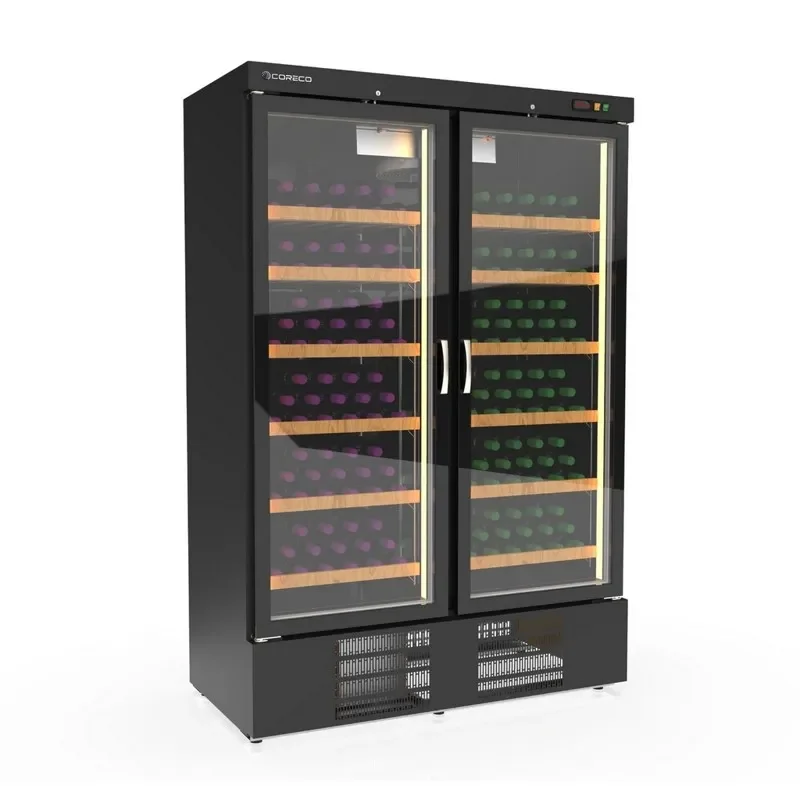 Achetez Aujourd’hui Cave à vins bi-température noire 2 portes vitrées+2 / +18°c - 500l