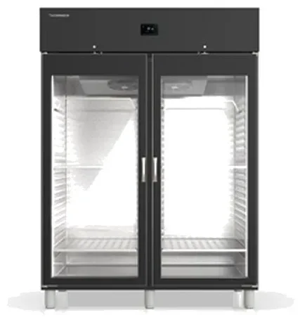 Jusqu’à Épuisement Des Stocks Armoire de maturation professionnelle vitreée noire 2 portes 2 barres a viandes -2 / +8°c - 1400l