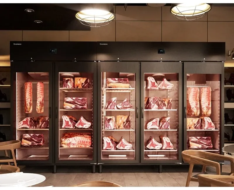 Top Vente Armoire de maturation professionnelle vitreée noire 2 portes 3 barres a viandes -2 / +8°c - 2200l