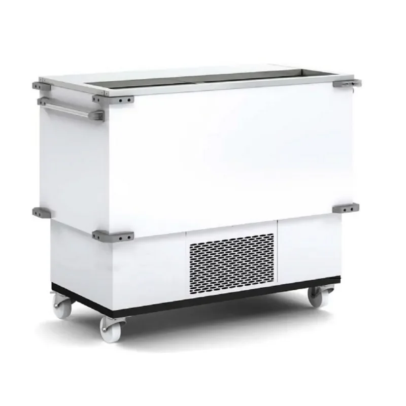 Meilleur Prix Refroidisseur à bouteilles et cannettes tropicalisé 3 portes avec dessus inox et fond plat couleur blanc - 389l