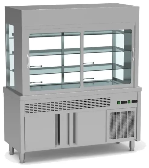 Meuble réfrigéré 4 faces vitrées avec réseve +4 / +12°c - 3 niveaux gn1/1 Promotion
