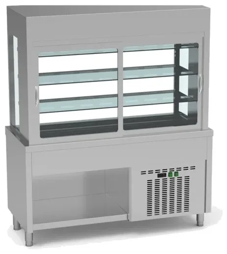 Nouvelle Collection Meuble avec vitrine et plaque froide sans réserve +4 / +12°c - 3xgn1/1