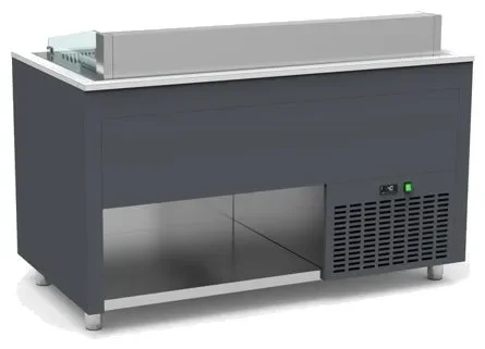 Achetez Aujourd’hui Buffet mural inox ventilé avec cuve froide 0 / +5°c pour bacs gn profondeur 200mm couleur gris -935x850x850mm
