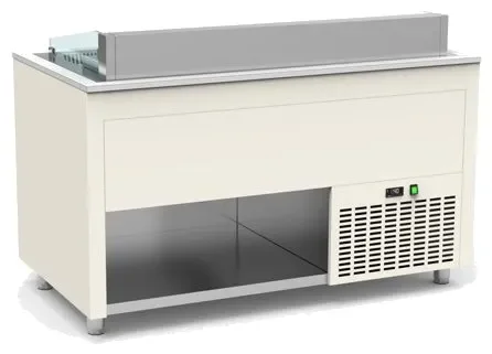 Populaire Buffet mural inox ventilé avec cuve froide 0 / +5°c pour bacs gn profondeur 200mm couleur noir -1260x850x850mm