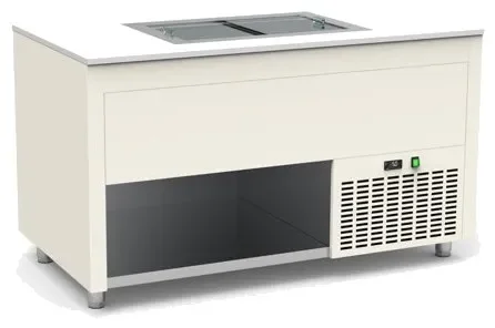 Buffet inox avec cuve froide -15 / -20°c pour glaces portes coulissantes couleur blanc - 1585x850x850mm Commander Vite