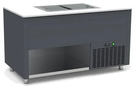 Buffet inox avec cuve froide -15 / -20°c pour glaces portes coulissantes couleur gris - 1585x850x850mm Petit Prix