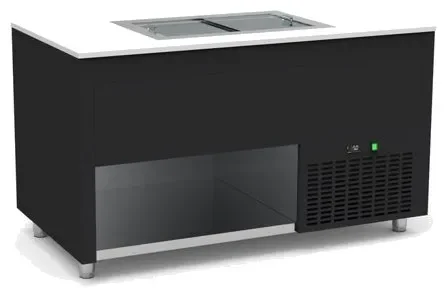 Expédié Aujourd’hui Buffet inox avec cuve froide -15 / -20°c pour glaces portes coulissantes couleur noir - 1585x850x850mm