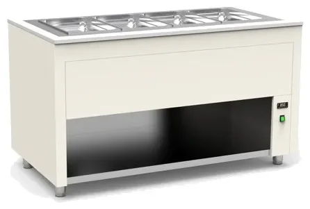 Buffet inox avec cuve chaude +50 / +90°c pour bain marie sec couleur blanc - 1260x850x850mm Acheter Direct