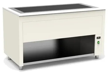 Remise Buffet inox avec plaque chaude en verre trempé +50 / +100°c couleur blanc - 1260x850x850mm