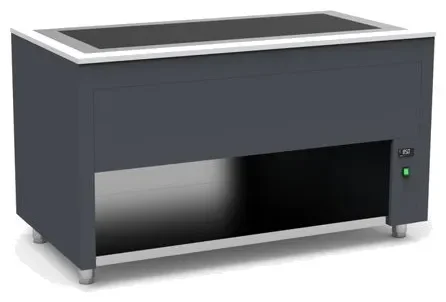 Dernière Chance Buffet inox avec plaque chaude en verre trempé +50 / +100°c couleur gris - 1260x850x850mm