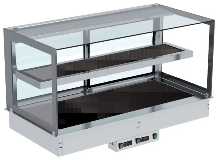 Nouvel Arrivage Vitrine chauffante encastrable +50 / +100°c étagères en verre noir- 3gn