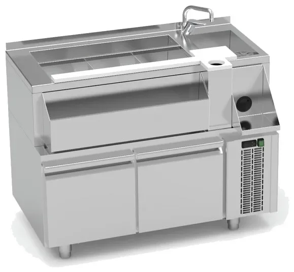 Table cocktail avec etagère evier avec vidange - largeur 1200mm Prix Cassé