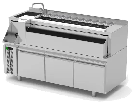 Table cocktail avec etagère evier à gauche avec vidange - largeur 1600mm Solde