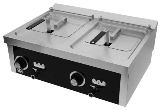 Friteuse professionnelle electrique de table monophasée 16kw profondeur 600mm - 2x10l Dernière Chance