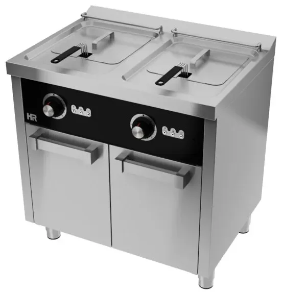 Friteuse professionnelle electrique monophasée sur armoire 16kw profondeur 600mm - 2x10l Offre Spéciale