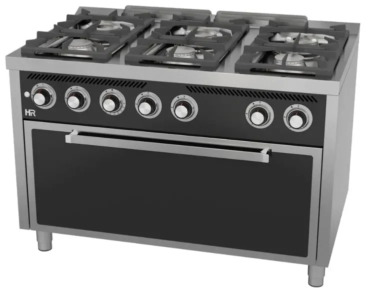 Fourneau pro à gaz sur four à gaz 6 bruleurs - 3x8,5kw + 3x6,8kw Acheter Direct