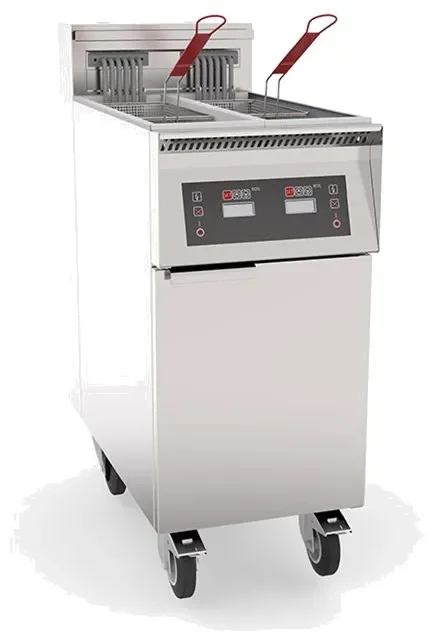 Friteuse électrique haut rendement avec thermostat électronique et filtration double cuve sur armoire 17kw - 2x11l Offre Spéciale