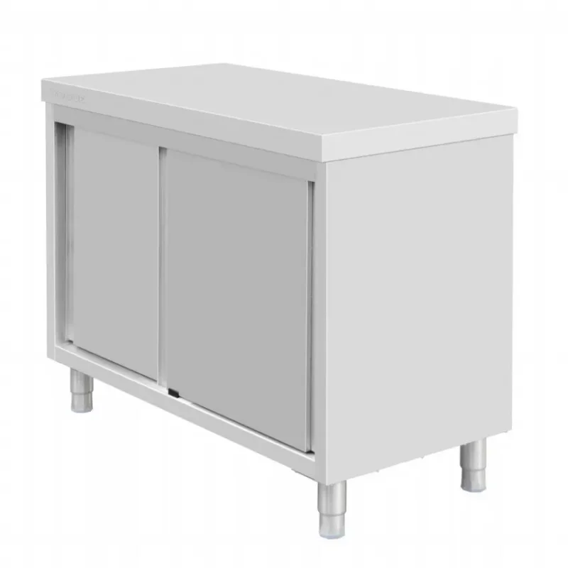 Meuble bas inox sur pieds 2 portes coulissantes - 1200x600x900 mm Quantité Limitée