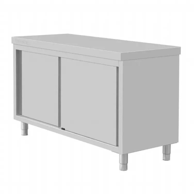 Acheter En Ligne Meuble bas inox sur pieds 2 portes coulissantes - 1500x600x900 mm