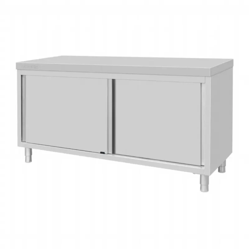 Meuble bas inox sur pieds 2 portes coulissantes - 1800x600x900 mm Commander Vite